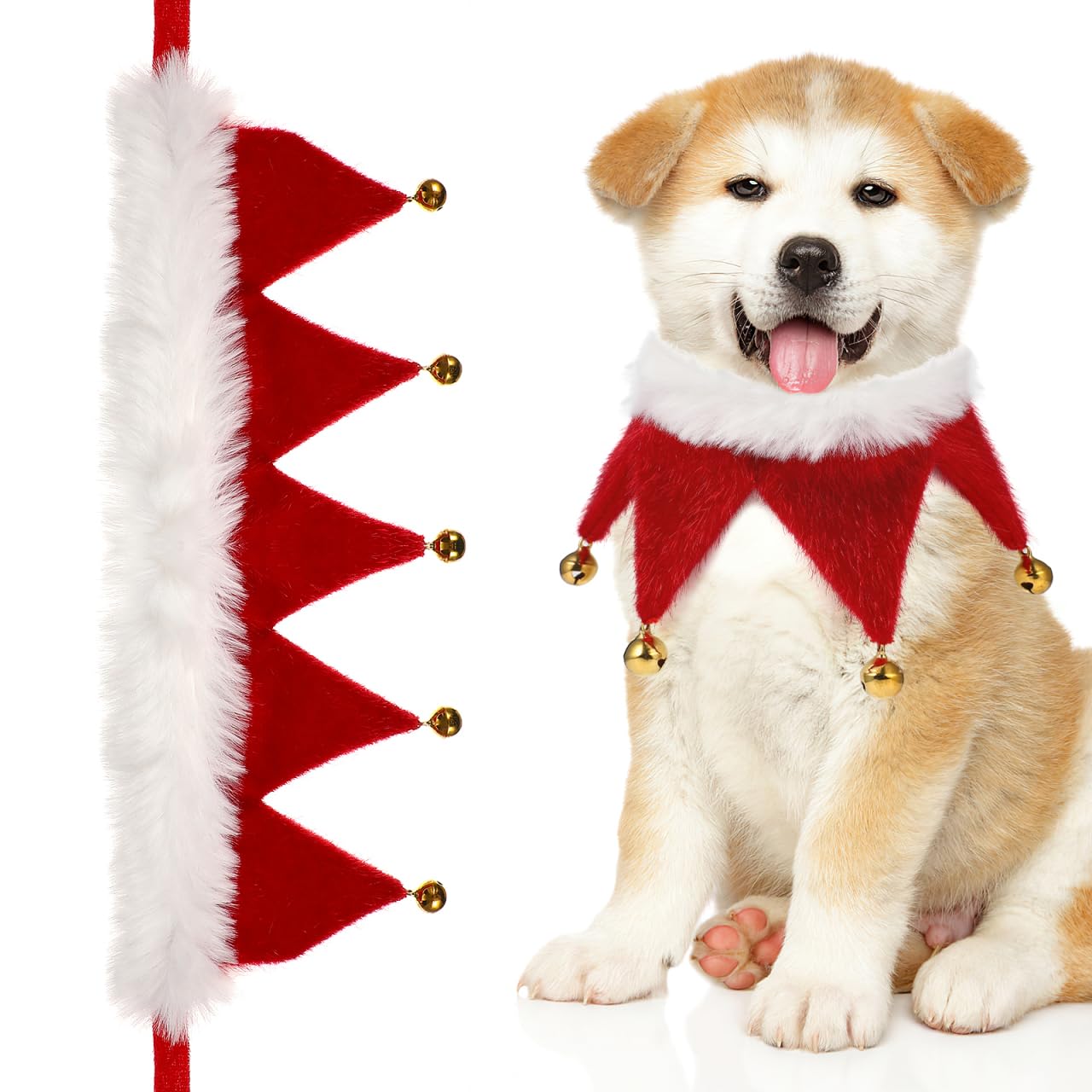 Christmas Pet Collar Adjustable Dog Collar with Jingle Bell Decorations Christmas Costume Accessories for Small Dog Cat Puppy Kitten Size S — image 1