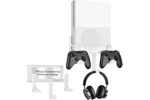 NYMUS Wall Mount for Xbox One S, Metal Wall Mount Holder for Xbox One S with Detachable 2 Controller Holder & Headphone Hanger