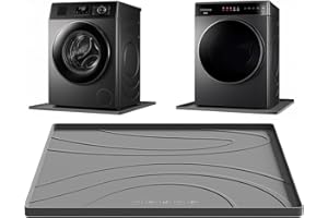 EWX Washing Machine Drain Pan, 26.5 x 26.5 Inch, Non-Slip Waterproof Silicone Mat, Anti-Vibration Drip Tray for Washer and Dryer