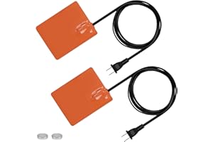 PAMASE 2 Pcs Silicone Car Engine Heater Pad - 4x5in Self-Adhesive Oil Pan Heater Pad with 194°F Thermal Protector, Battery Heater Pad Engine Block Heater Pad with 70" Long Power Cord (150W 120V)