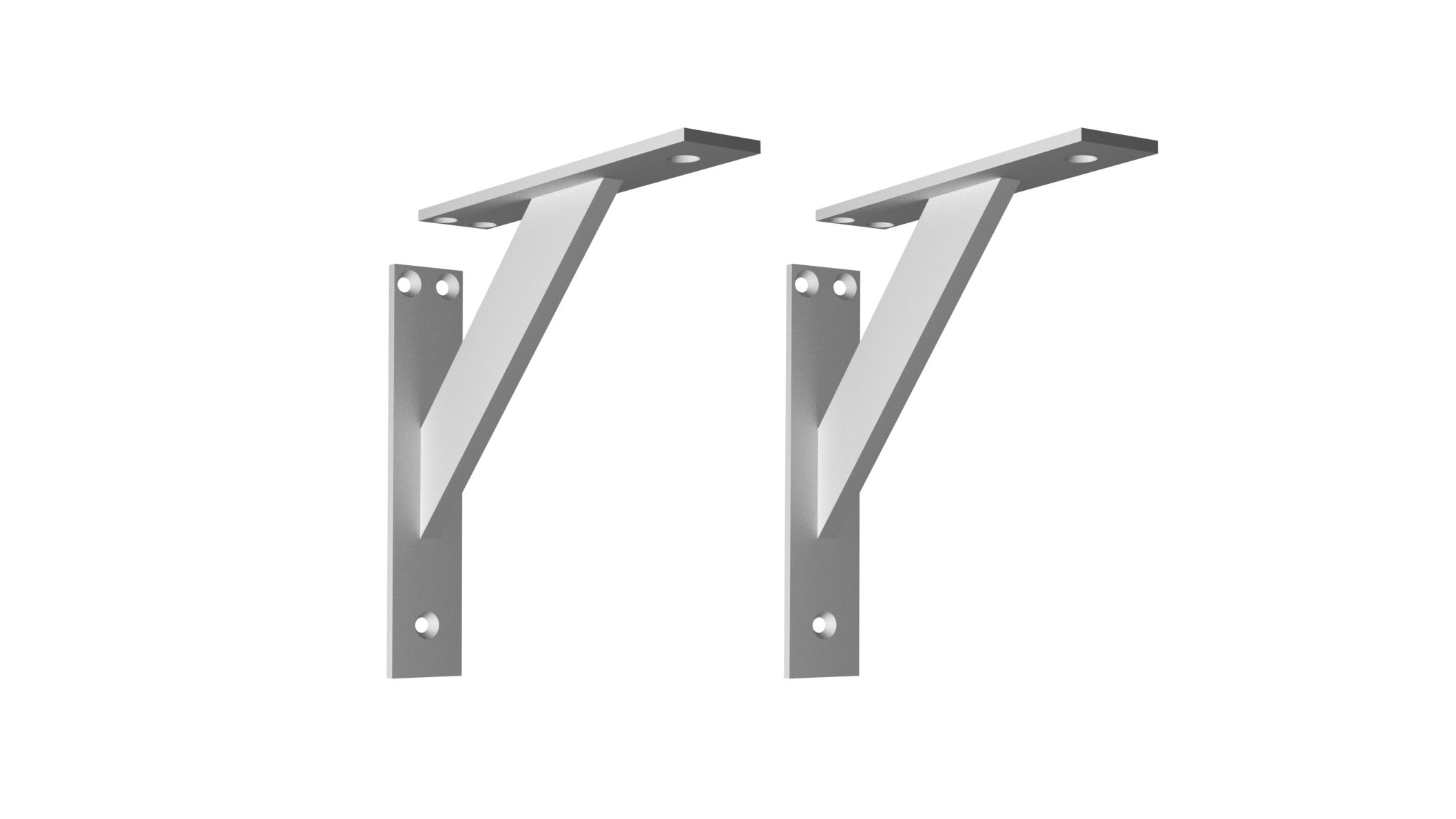 Shelf Support Wall Shelf Brackets Metal Aluminium Decorative Shelf Bracket 3-Piece (180 mm, Aluminium)