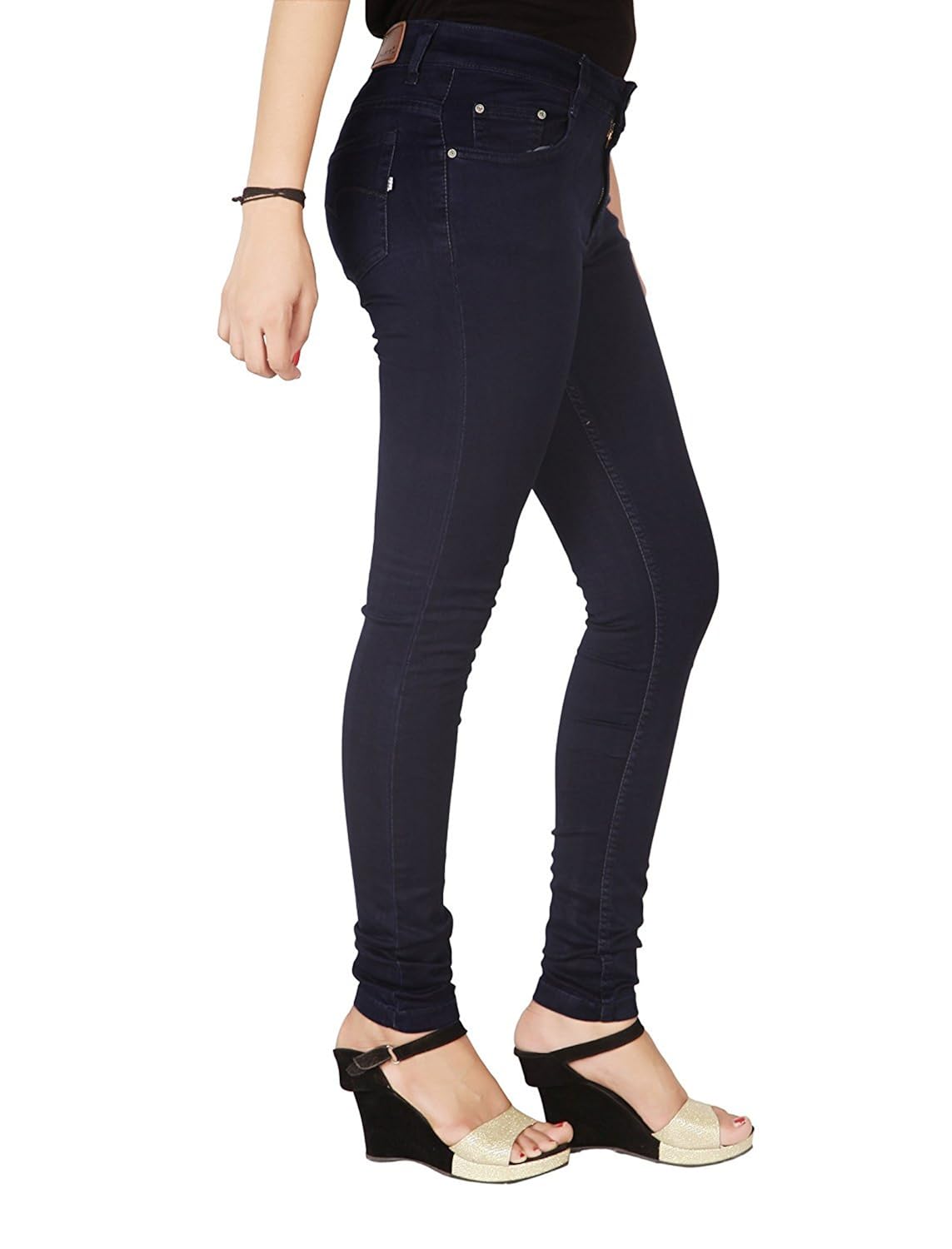 denim womens high waist elastic stretchable straight slim fit jeans pant