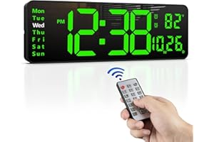 Zgrmbo 16" Large Digital Wall Clock with Remote, Large Display LED Wall Clock for Living Room/Gym/Shop/Warehouse/Office Decor
