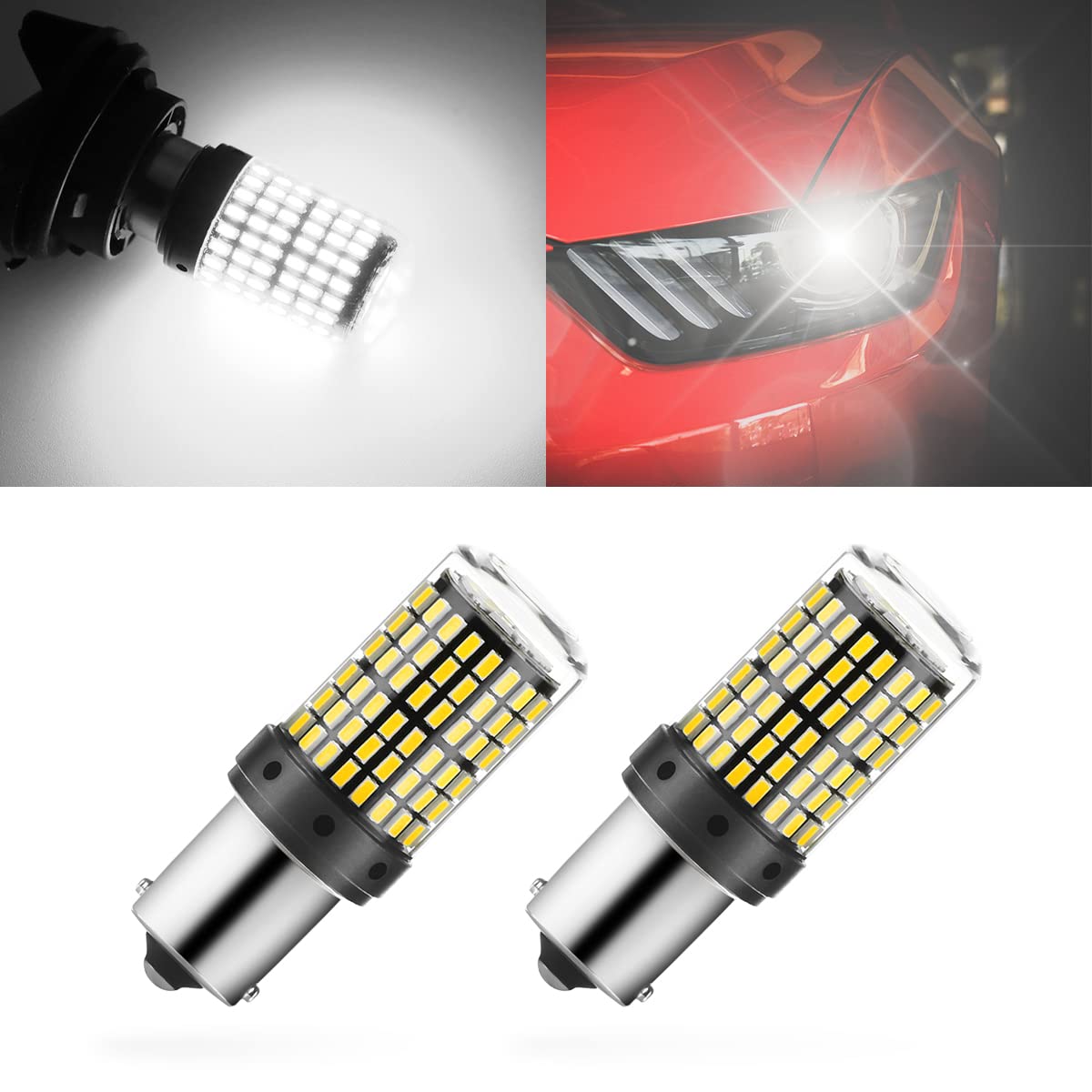 2Pack 1157 LED Brake Light Bulb, 12V-24V BAY15D