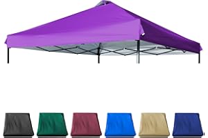 JANCANOPY 10x10 Canopy Replacement Top with Air Vent Silver Coated for Straight Leg Canopy Frame, (Purple)