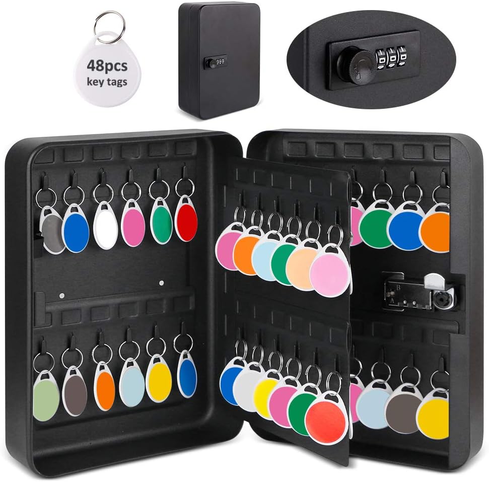 48 Key Cabinet Steel Security Lock Box with Combination Lock