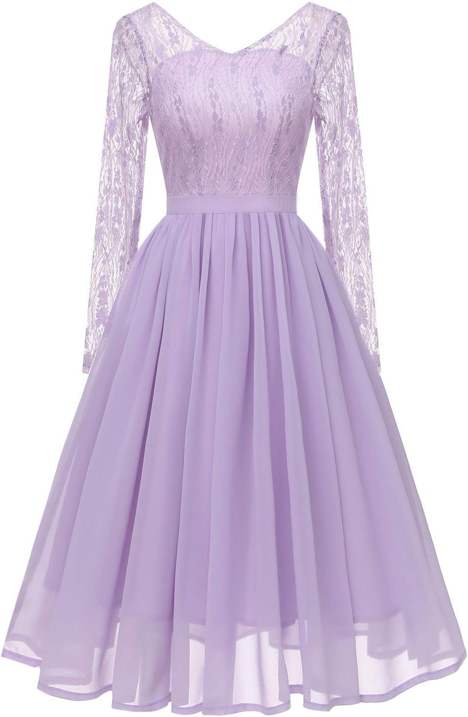 Women's Vintage Floral Lace Chiffon Formal Special Occasion Dress