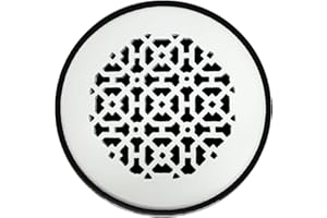 Achtek 7" Duct (8-1/2" Round Overall Size) Solid Cast Aluminum Round Grill | Powder Coated | For Floor-White Without Screw Ho