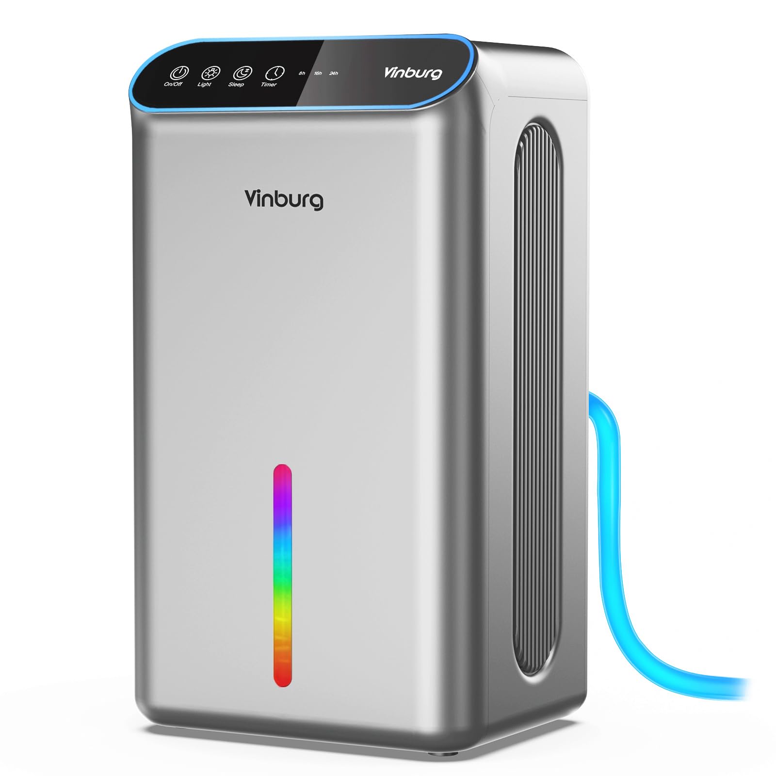 Photo 1 of Dehumidifier for Home 1000 sq.ft - Small Quiet Dehumidifier with Auto Shut Off, Aromatherapy, 3 Gear Timer, Sleep Mode, 7-Color LED Light, Drain Hose for Bedroom, Bathroom, Basement, RV(Matte Silver)