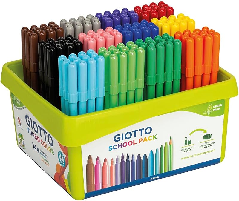 GIOTTO Turbocolor Felt Tip Fibre Pens Fine Tip 144 Colours School Pack