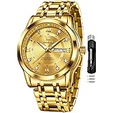 OLEVS Watch for Men Classic Business Dress Analog Quartz Stainless Steel Waterproof Luminous Date Diamond Men Silver Watch