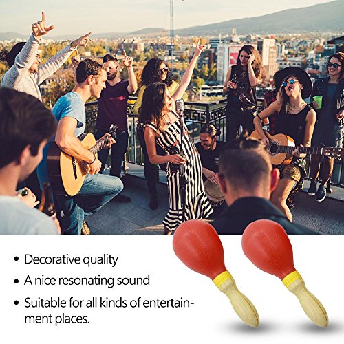 image for Dilwe 2Pcs Portable Plastic Maracas Wood Handle Egg Shakers Sand Hamme