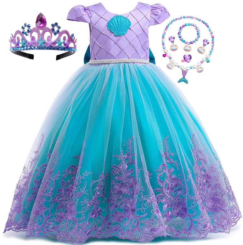 Photo 1 of PURFEEL Girls Mermaid Princess Dress Kids Mermaid Costume Dress up for Ariel