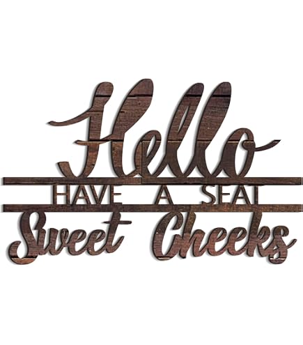 MayAvenue Toilettenpapierhalter Aus Holz – 'Hello Sweet Cheeks', Doppelseitig, Farmhouse Deko