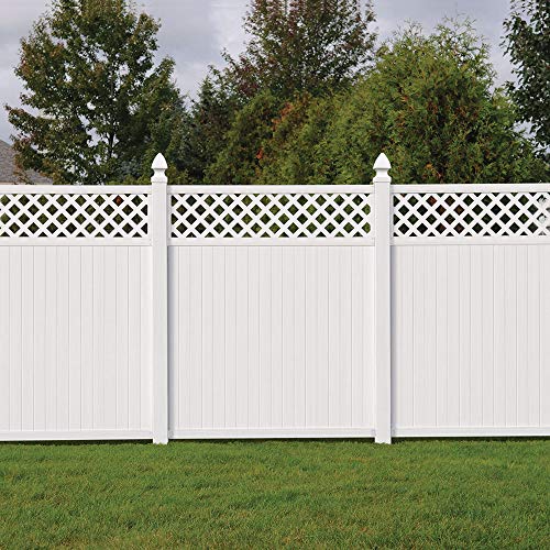 Outdoor Essentials PicketLock Olympia White Vinyl Lattice Top Privacy