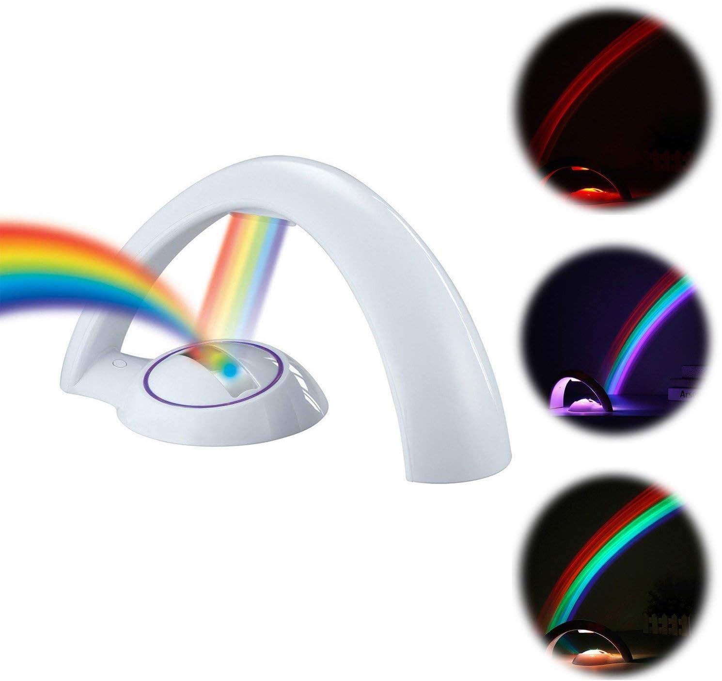 HINTER Rainbow Light Projector, Kids Night Lights Rainbow Bedside Table Lamp Magical Colorful LED Light Reflection Lucky Rainbow for Children
