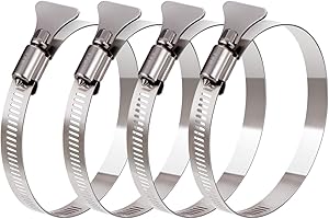 Suprom 4 Pack 3 inch Hose Clamp, Adjustable 2 1/2"-3 1/2" Diameter 304 Stainless Steel Easy turn thumb Screw Worm Gear Hose Clamps For Securing Hose, Dryer, Automotive and Mechanical Applications
