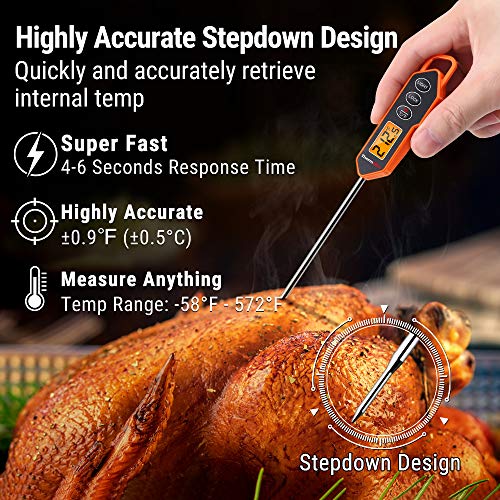 ThermoPro Digital Instant Read Meat Thermometer for Grilling Cooking Food Candy Thermometer for BBQ Smoker Grill Smoker Oil Fry Kitchen Thermometer with Backlit
