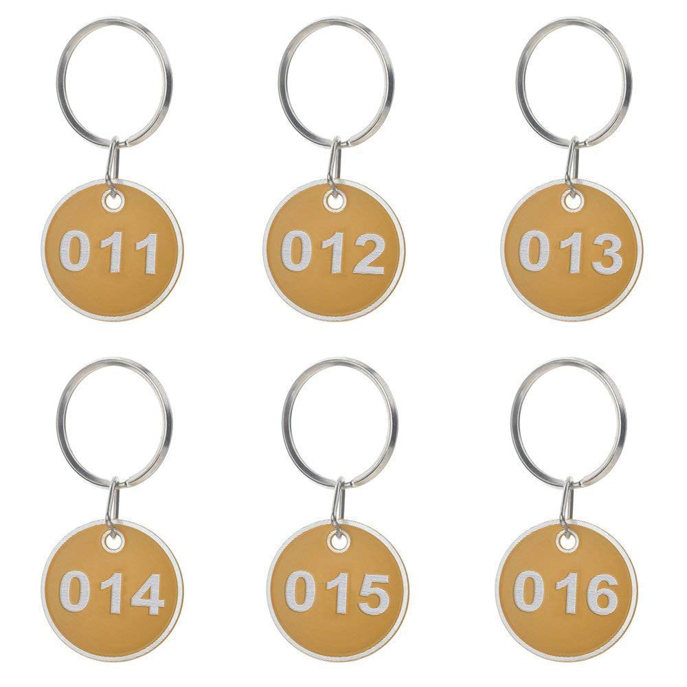 Sourcemall Aluminum & Plastic Key Tag Numbered Key Rings 30mm (Yellow, 1-50)