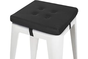 baibu 12 Inches Square Stool Cushions with Ties for Bar Stool, Breathable Square Chair Pads Seat Cushions with Non-Slip Bottom - One Pad Only (12", Black Velcro)