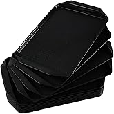 Loiycg 12 Pack Black Plastic Trays for Serving, Rectangle Fast Food Tray for Restaurant/Canteen/Bakery