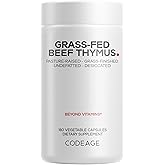 Codeage Grass Fed Beef Thymus Supplement Superfood, Freeze Dried, Non-Defatted, Desiccated Thymus & Liver Pills, Glandulars Meat, Pasture Raised Beef Vitamins, Non-GMO, 180 Capsules