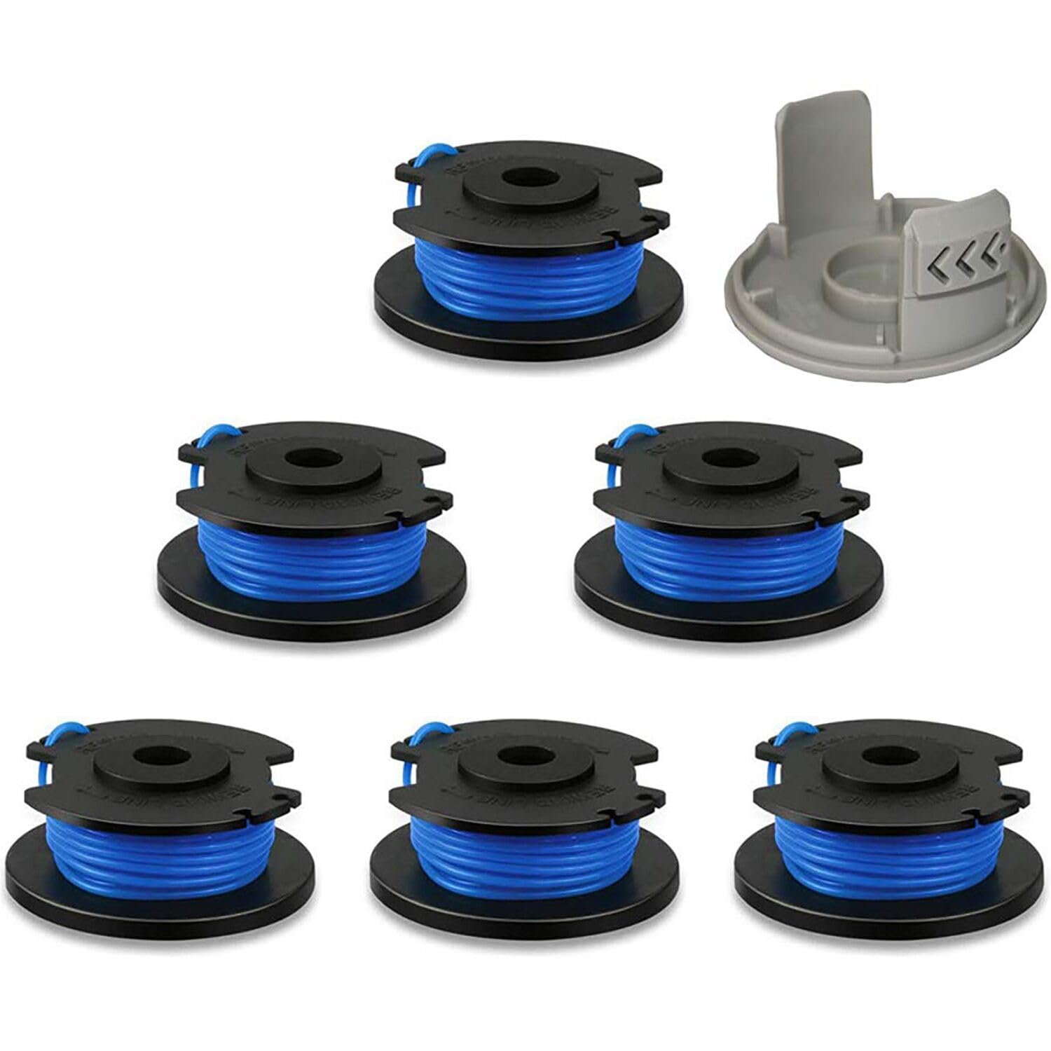 Eyoloty RAC124/AC14RL3A Trimmer Spool Line - 11ft (3.4m) 0.065" (1.65mm) for Ryobi 18v 24v 40v 0LT1825 0LT1830H 0LT1831 0LT1832 RLT2925 Cordless Grass Trimmers & Strimmers(6 spool+1 spool cover)