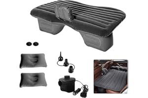 BeiLan Inflatable Car Mattress Back Seat Bed, Car Air Mattress for Camping Travel with Air-Pump & 2 Air Pillows Compatible with Truck SUV(Black)