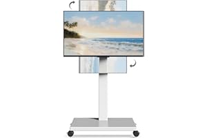 Neothm Heavy-Duty Rolling TV Stand for 32-75 Inch TVs - Mobile TV Cart with 60° Swivel, Height Adjustable, Portrait/Landscape Rotation & Tilt Function | 88 lbs Capacity for Living Room & Outdoor Use
