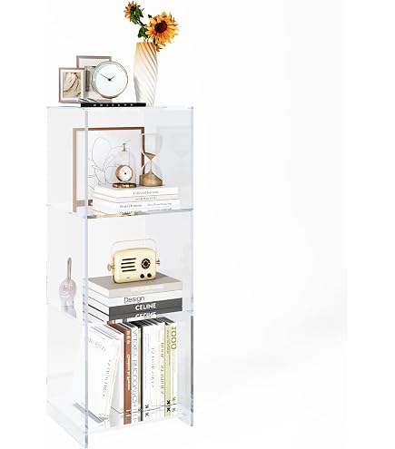 CRTERICX 5-Tier Acrylic Bookshelf – 8 Cube Storage, 50.8" H, Clear Modern Bookcase For Living Room & Office - View #2