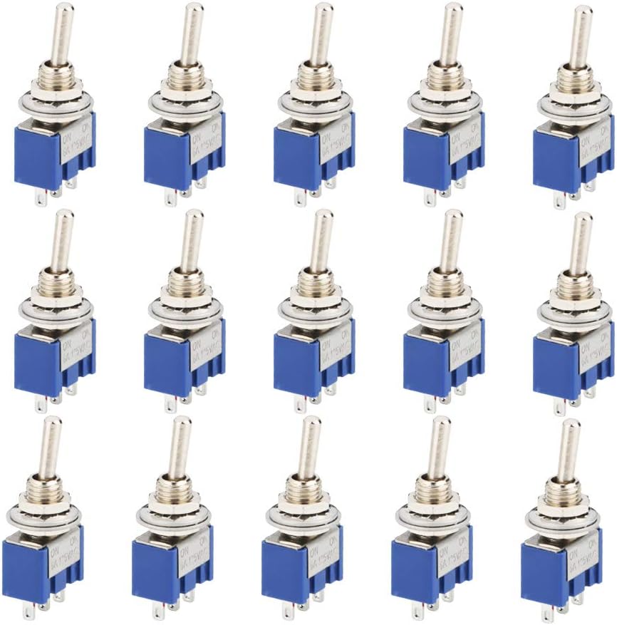 CESFONJER 15 Pcs SPDT Mini Micro Toggle Switch, ON/Off 3 Pins 2 Position Miniature Toggle Switch AC 125V/6A