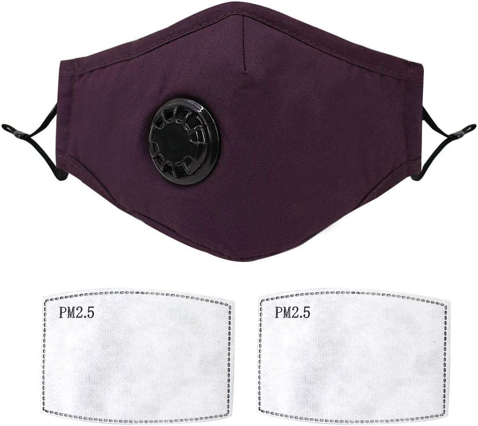Air Filter Mask with Breath Valve Mask-Dust Cotton mask Anti Pollution Fashion Mask Wash Reusable for Running Outdoor Activities Purple