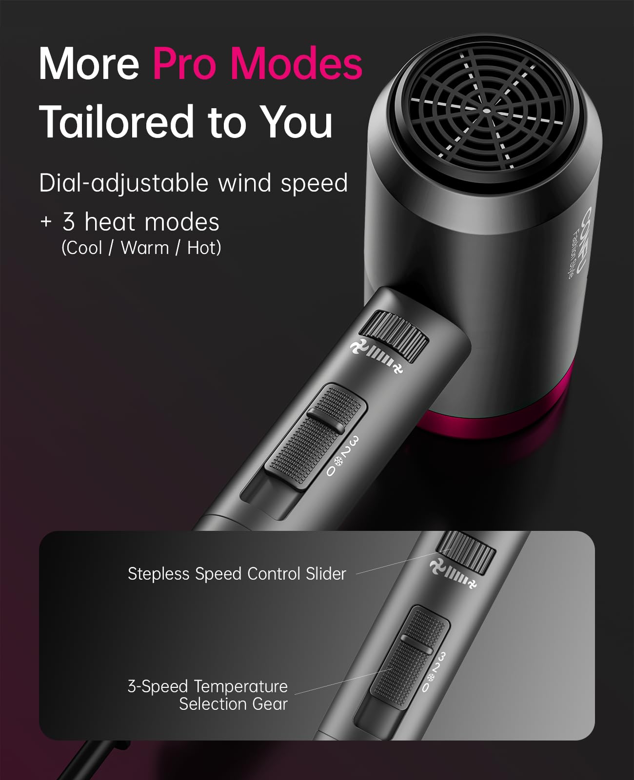 CONFU Ionic Blow Dryer 1600W, Portable Lightweight Fast Drying Negative Ion Hairdryer Blowdryer, 3 Heat Settings & Infinity Speed, with Diffuser and Concentrator Nozzle for Home & Travel
