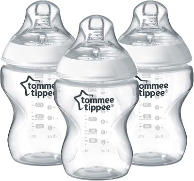 Tommee Tippee Closer to Nature 260ml Baby Bottles 3 Pack, Anti-Colic Vent, Clear