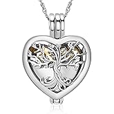 shajwo Heart Cremation Jewelry Tree of Life Urn Ashes Necklace for Women Men Loved One Memorial Human Ash Pendant