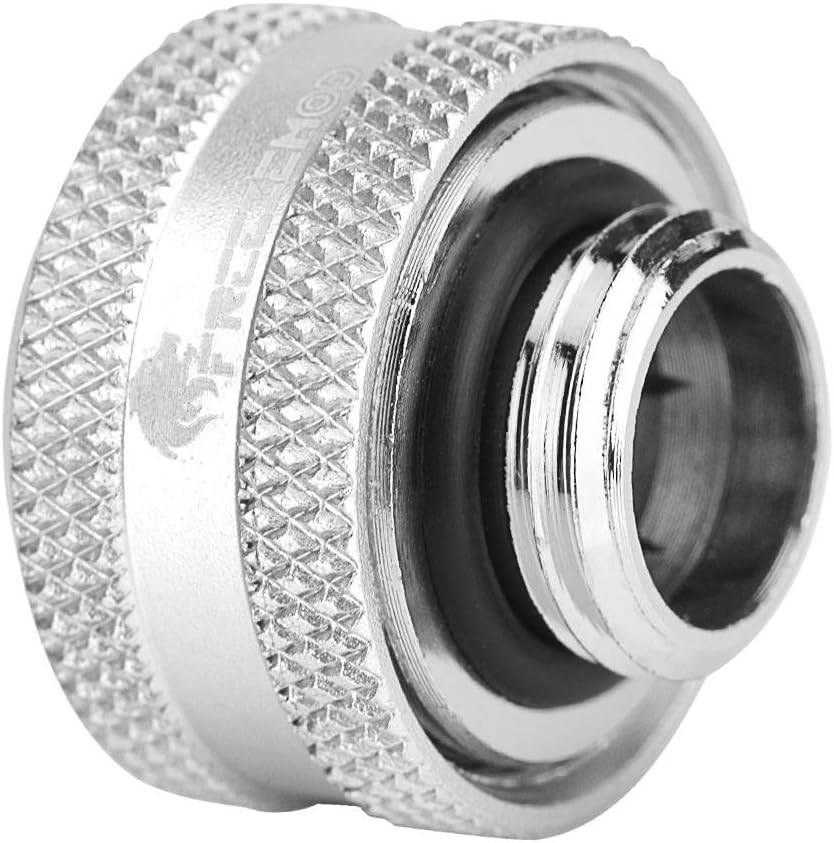 Richer-R 4 Pieces/6 Pieces Water Cooling Compression Connector for Rigid Acrylic Tube OD 14 mm (4 x Silver)