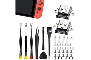 MYPUQIAO 2 Pack Replacement Type-C Charging Port for Nintendo Switch, USB-C Charger Socket Connector Repair Kit with Tools And Screws Compatible with Switch Only, Not for Lite/OLED(NS-2k)