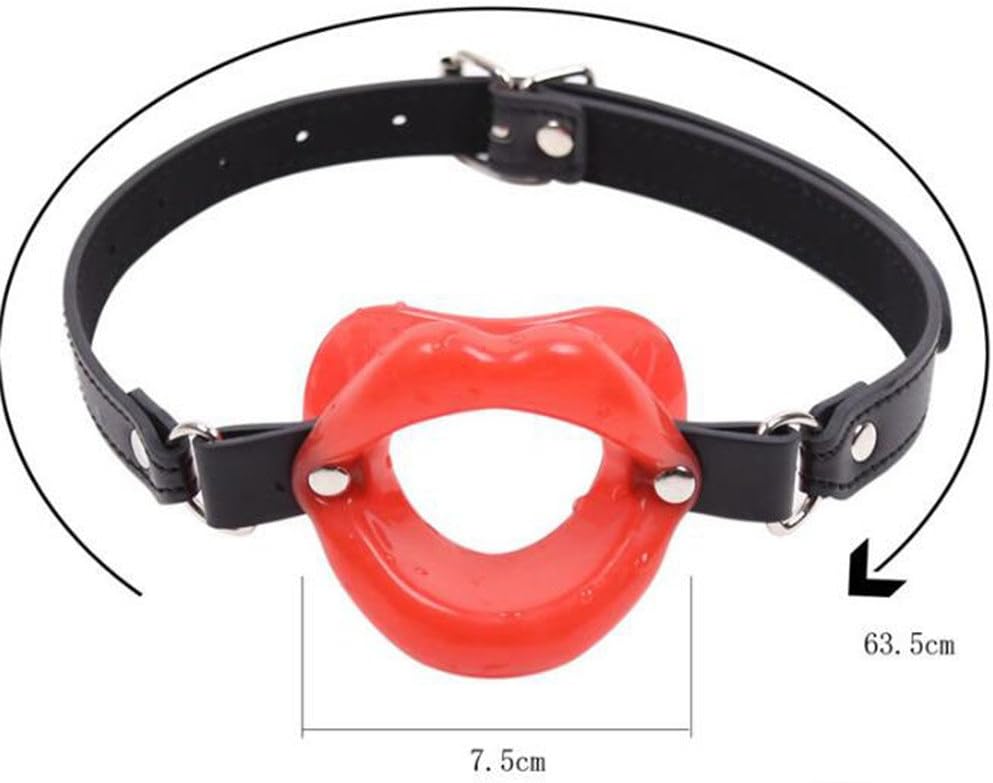 Bnmgh Open Breathable Mouth Gág Women's Black Faux Leather Accessories
