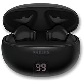 PHILIPS T2520 True Wireless Earbuds, Bluetooth 5.4, Active Noise Cancelling, AI Mic Clear Calls, Dynamic Bass, 20H Battery, IPX4 Water Resistant, Black