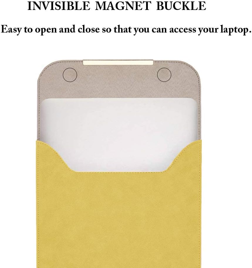 KALIDI 13.3 inch Laptop Sleeve Case Faux Suede Leather for MacBook Air Pro Retina 2016-2020, for 13"-13.5" Surface Pro 5 6 7 with Pouch (for 13.3 inches MacBook/Pro/Air, Yellow): Computers & Accessories