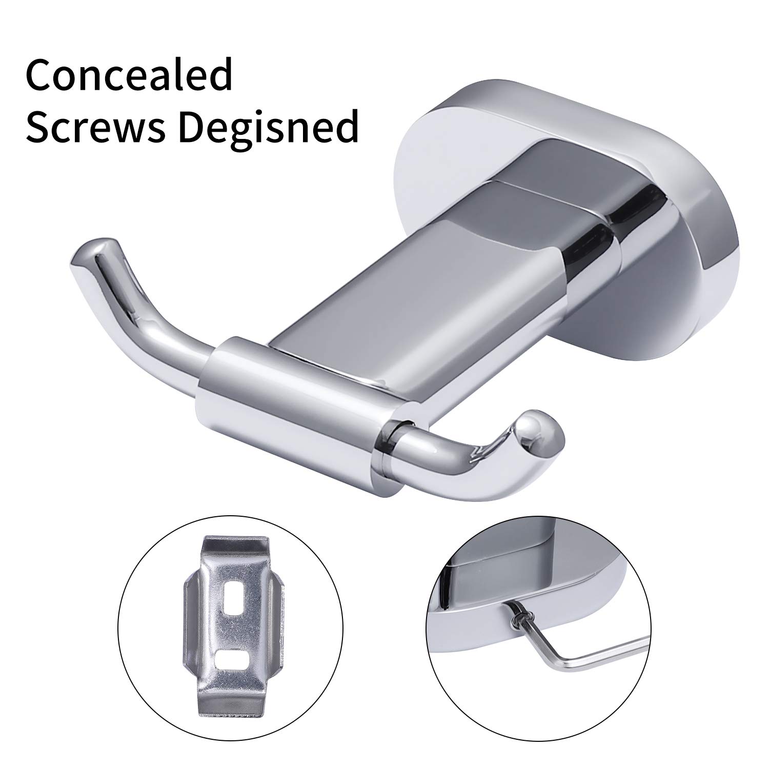 HomGif Double Towel Robe Hook Dual Clothes Hanger Holder Heavy Duty Wall Mounted for Bathroom Shower Kitchen Polished Chrome