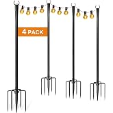 4 Pack String Light Poles for Outside, Adjustable Metal Patio Light Poles | Poles for Outdoor String Lights with Ground/Fence Mounts for Deck, Patio Decor, Backyard Decor and Garden Decor for Outside.