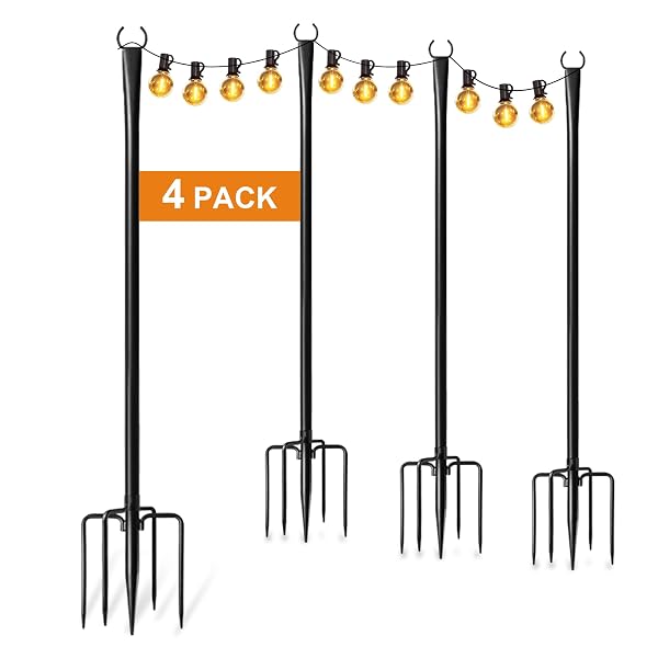 4 PACK STRING LIGHT POLES FOR OUTSIDE, THICKENED...