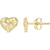 10kt Yellow Gold Womens Heart Nugget Stud Earrings