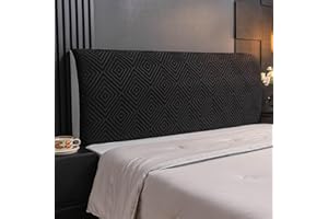 EFELIM Stretch Headboard Cover for Full Queen King Size, Jacquard Curved Bed Headboard Slipcover Anti Slip Dustproof Protector Cover for Bedroom Decor (Black,Queen:140-160cm/55-63in)