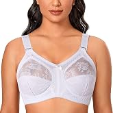 TELIMUSSTO Women's Floral Lace Bra Plus Size Firm Hold Non Wired Non Padded Full Coverage Minimizer