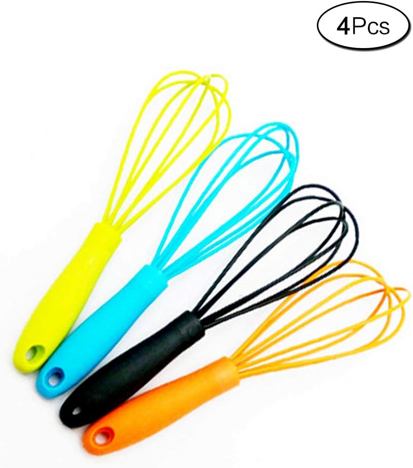 Balloon Whisk Plastic Wire Hand Whisk Small Egg Cream Beater Mixer for Cooking 4Pcs