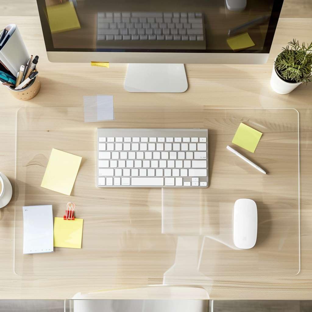 Nicoman Clear Desk Mat, Non-Slip PVC Desk Protector Mat, 2mm Thick, Waterproof & Heat Resistant, Transparent, 60x40cm (2x1.3ft)