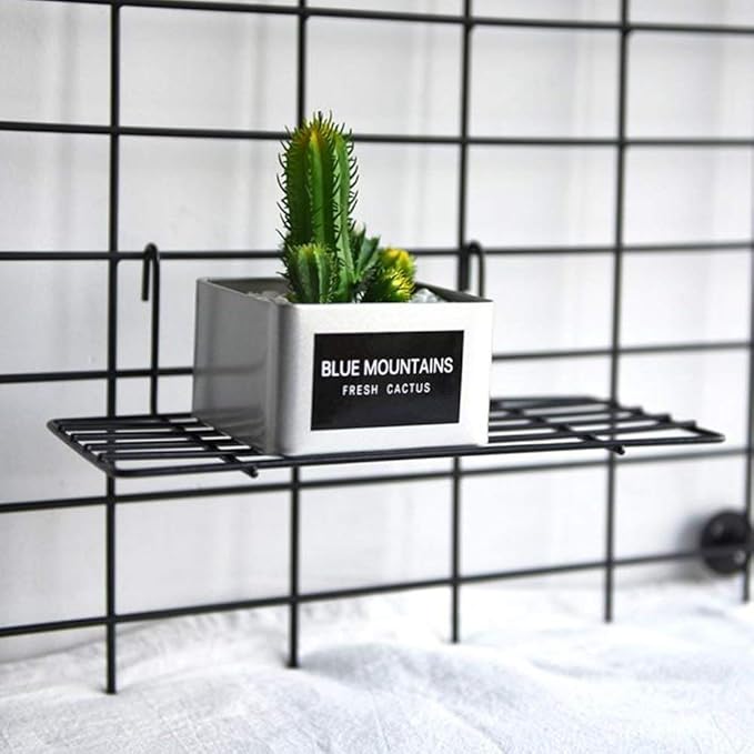 Straight Shelf Wall Shelf with Hook, Wire Shelving Rack for Wall Grid