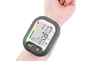 ASTART Blood Pressure Monitor Adjustable Wrist Cuff for Home Use Automatic BP Machine Large Digital LCD Display 199 Memory Batteries Included with Carrying Case, Grey